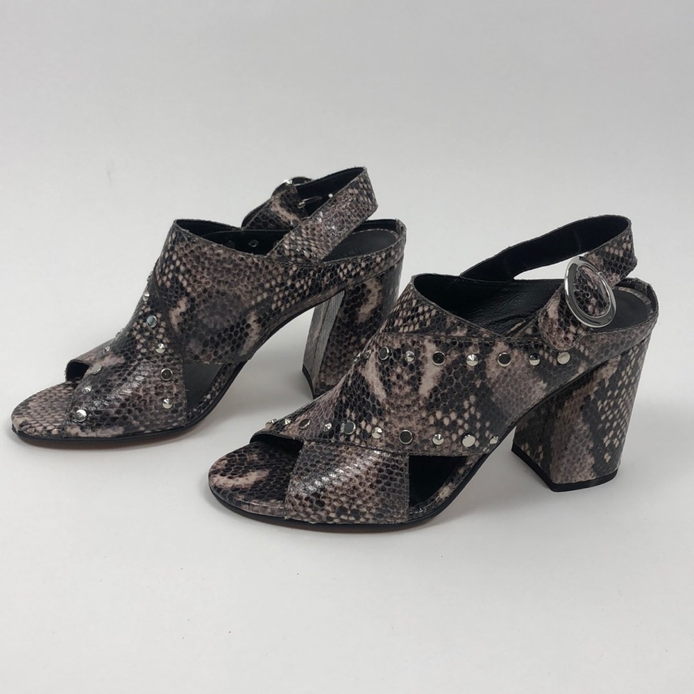 TOPSHOP STUDDED SNAKE PATTERN BLOCK HEELS SIZE 40